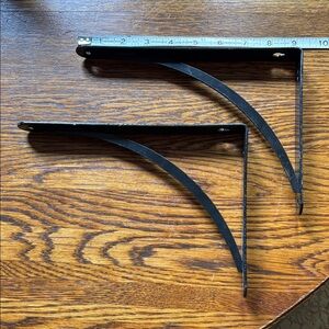 Two Black Metal Wall Shelf Brackets